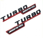 Mercedes AMG Turbo Emblem Schwarz / Rot Glänzend