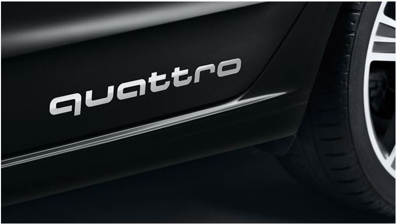 Audi-Dekorfolie--quattro--Schriftzug-Florettsilber-Folie - Exclusiv  veredelte Embleme aus der SCHWEIZ