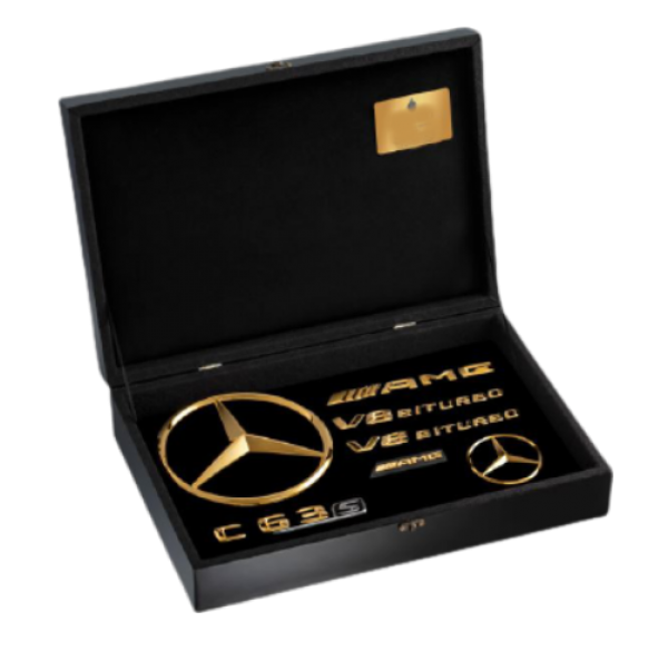 Mercedes Amg Emblem Logo Set 24 Karat Vergoldet Exclusiv Veredelte Embleme Aus Der Schweiz