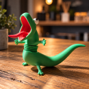 Schreiender grüner Gecko – bewegliche 3D-Druck Figur